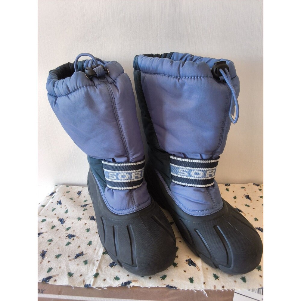 VTG SOREL Snow Boots Women Sz 5 Insulated Waterproof Drawstring Lined Blue